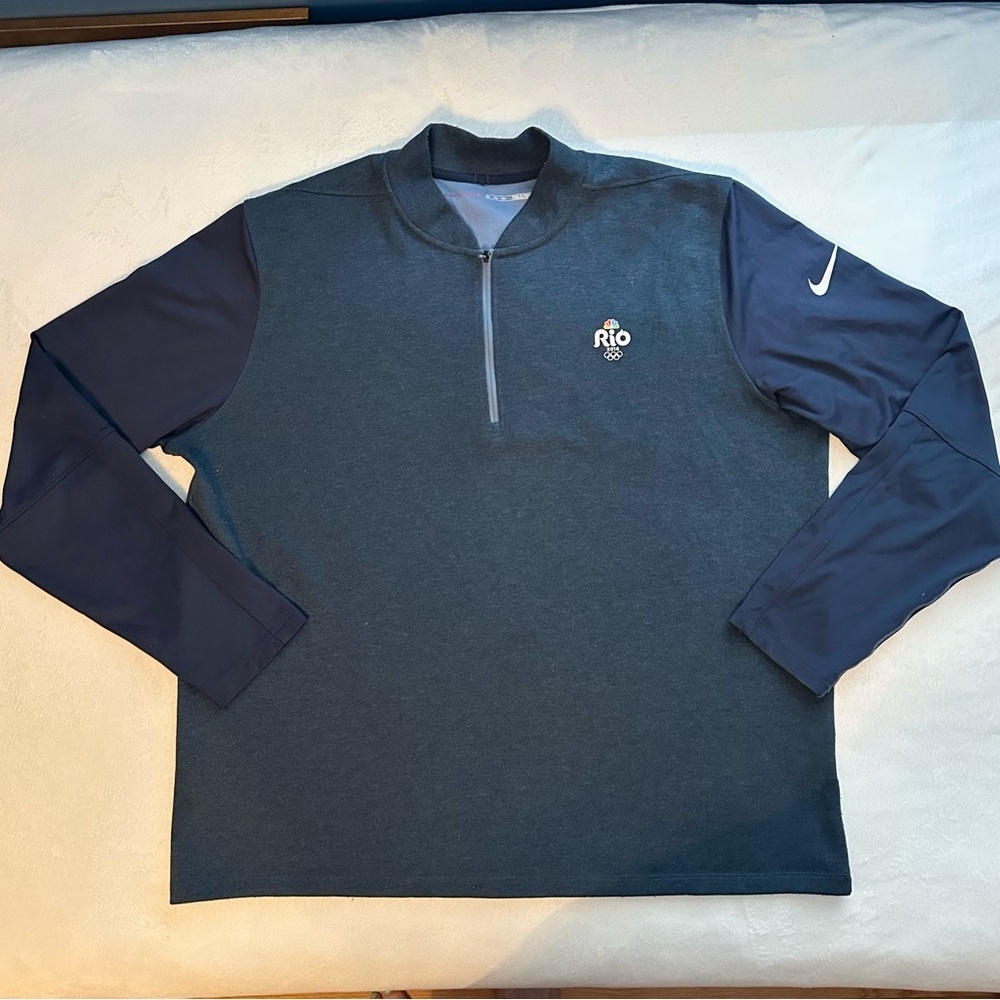 Nike Tiger Woods Collection 2016 Rio Olympics NBC Quarter-Zip Pullover XXL blue